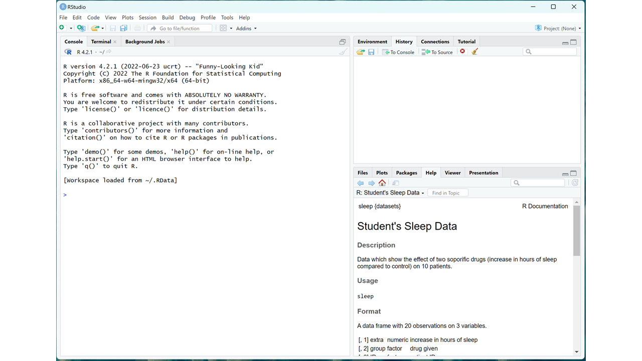 First time opening RStudio